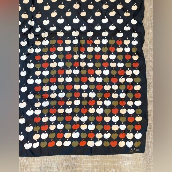 60s 70s Vintage Echo Italy Silk Scarf Novelty Apple Print Retro Mod Twee Swiftie - Picture 3 of 6